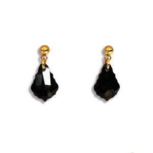 Baroque Swarovski Earrings Jet/Gold