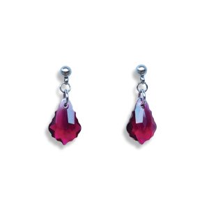 BAROQUE CRYSTAL EARRINGS - Ruby/Silver