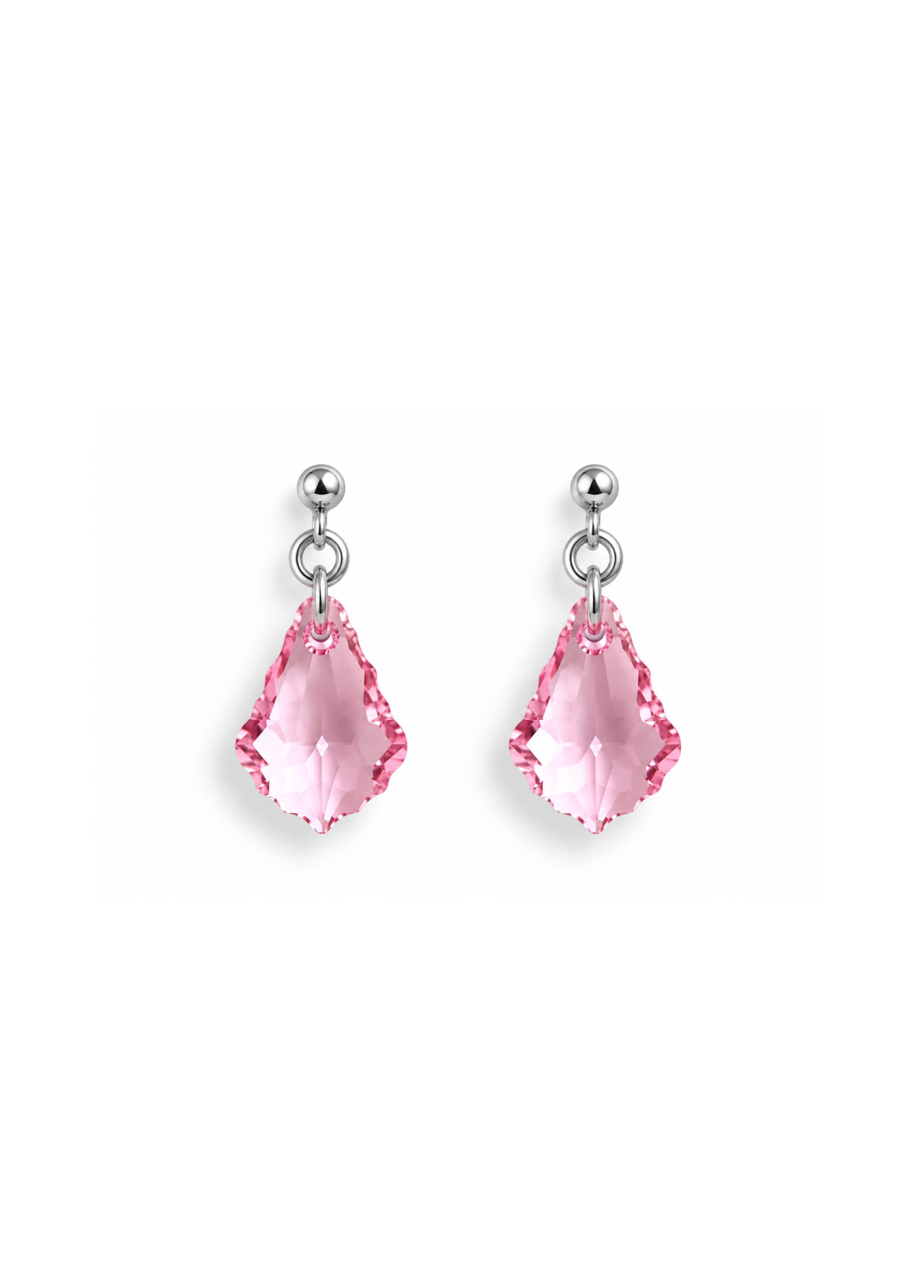 BAROQUE CRYSTAL EARRINGS - Rose/Silver