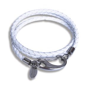 PLAITED LEATHER WRAP BRACELET - White