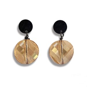 TWISTED CRYSTAL DISC EARRINGS – Black