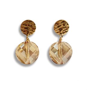 TWISTED CRYSTAL DISC EARRINGS – Rose Gold