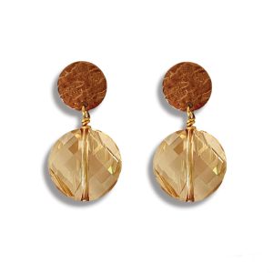 TWISTED CRYSTAL DISC EARRINGS – Rose Gold