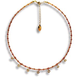 BEADED CHOKER - Copper with swirls
