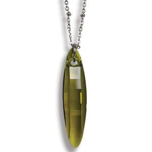 ELLIPSE CRYSTAL NECKLACE – Olivine/Silver