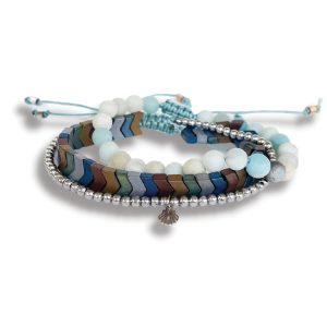 BRACELET STACK - Blue/Brown/Silver