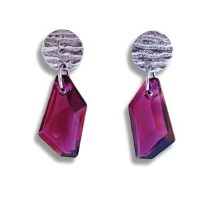 DE ART EARRINGS WITH IRONBARK DISC TOPS - Ruby