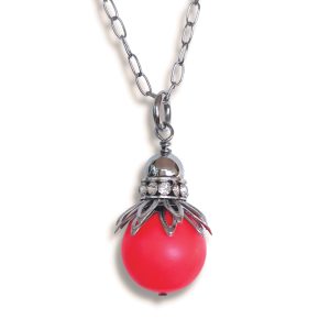 BANKSIA BLOSSOM NECKLACE - Neon Cherry/Silver