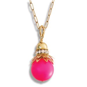 BANKSIA BLOSSOM NECKLACE - Neon Pink/Gold