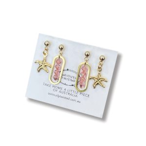 EARRING STACK – Double Pink/Gold Starfish