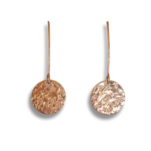 IRONBARK DISC - Long hook earrings Rose Gold