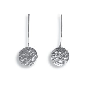 IRONBARK DISC - Long hook earrings Silver