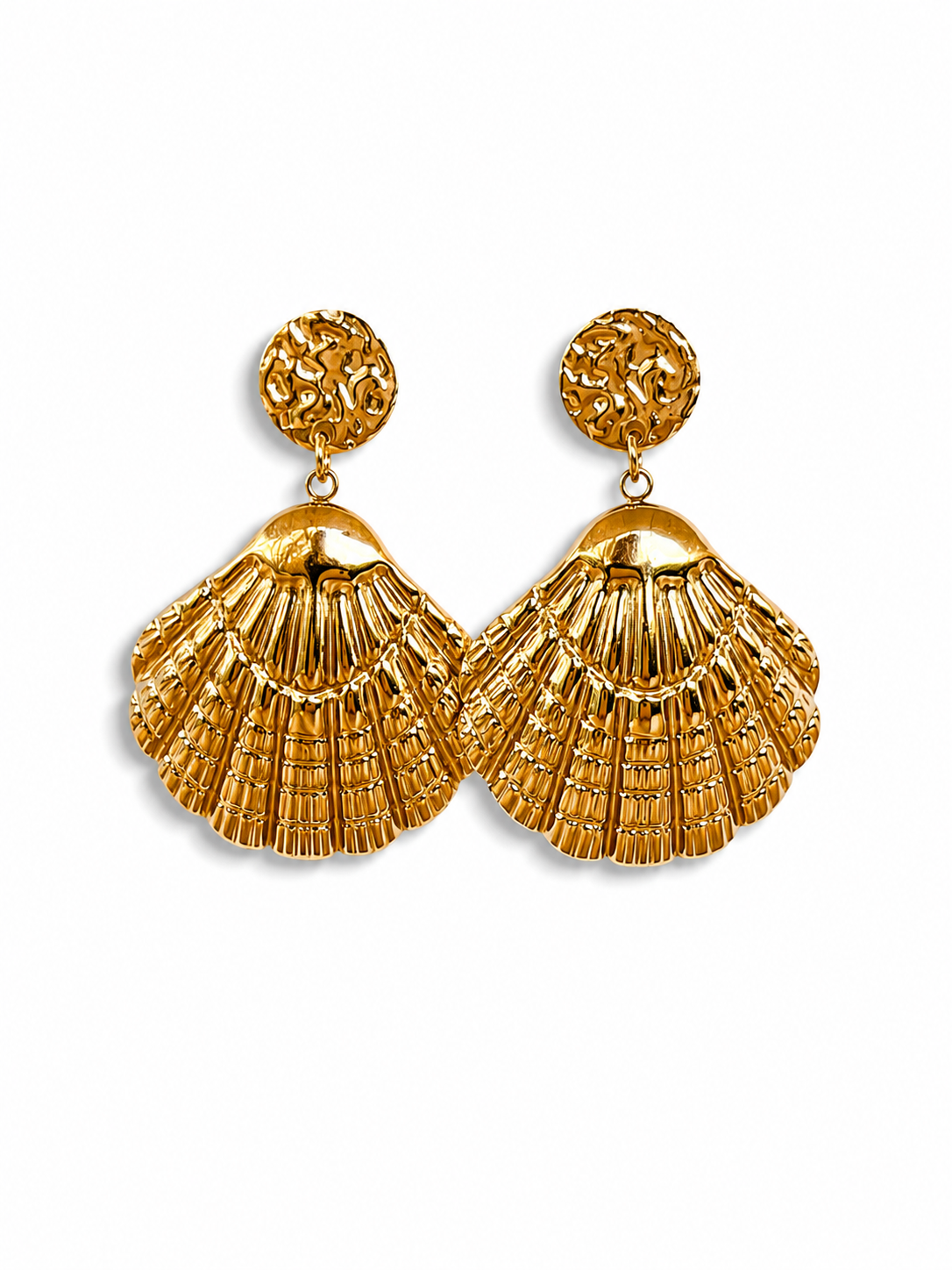 LARGE GOLD SCALLOP EARRINGS