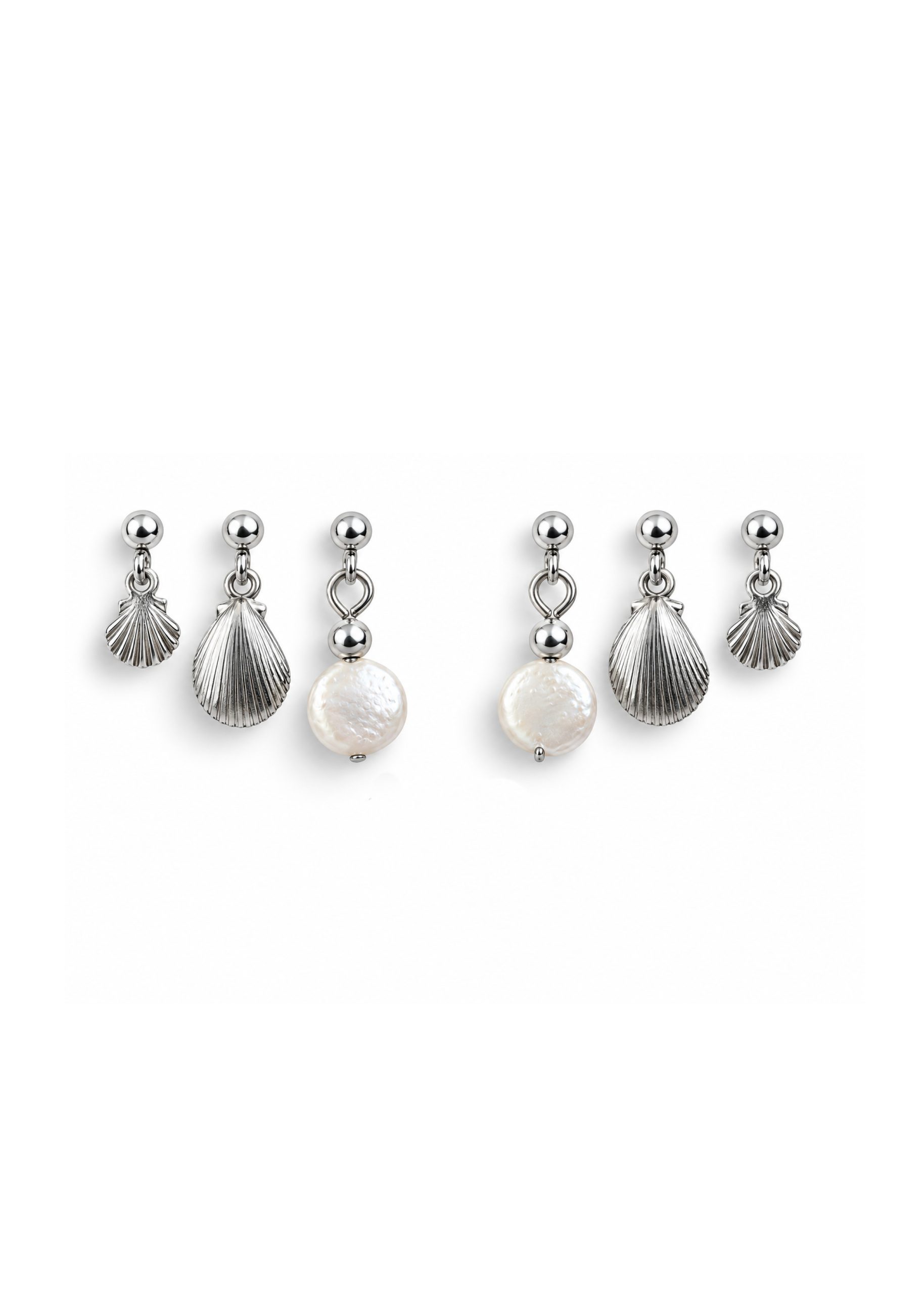 SEASIDE TREASURES - Silver Triple Earring Stack