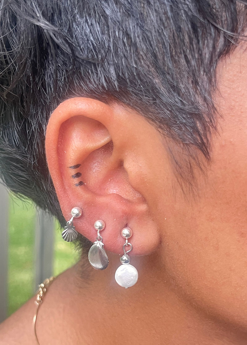 SEASIDE TREASURES - Silver Triple Earring Stack - Image 2