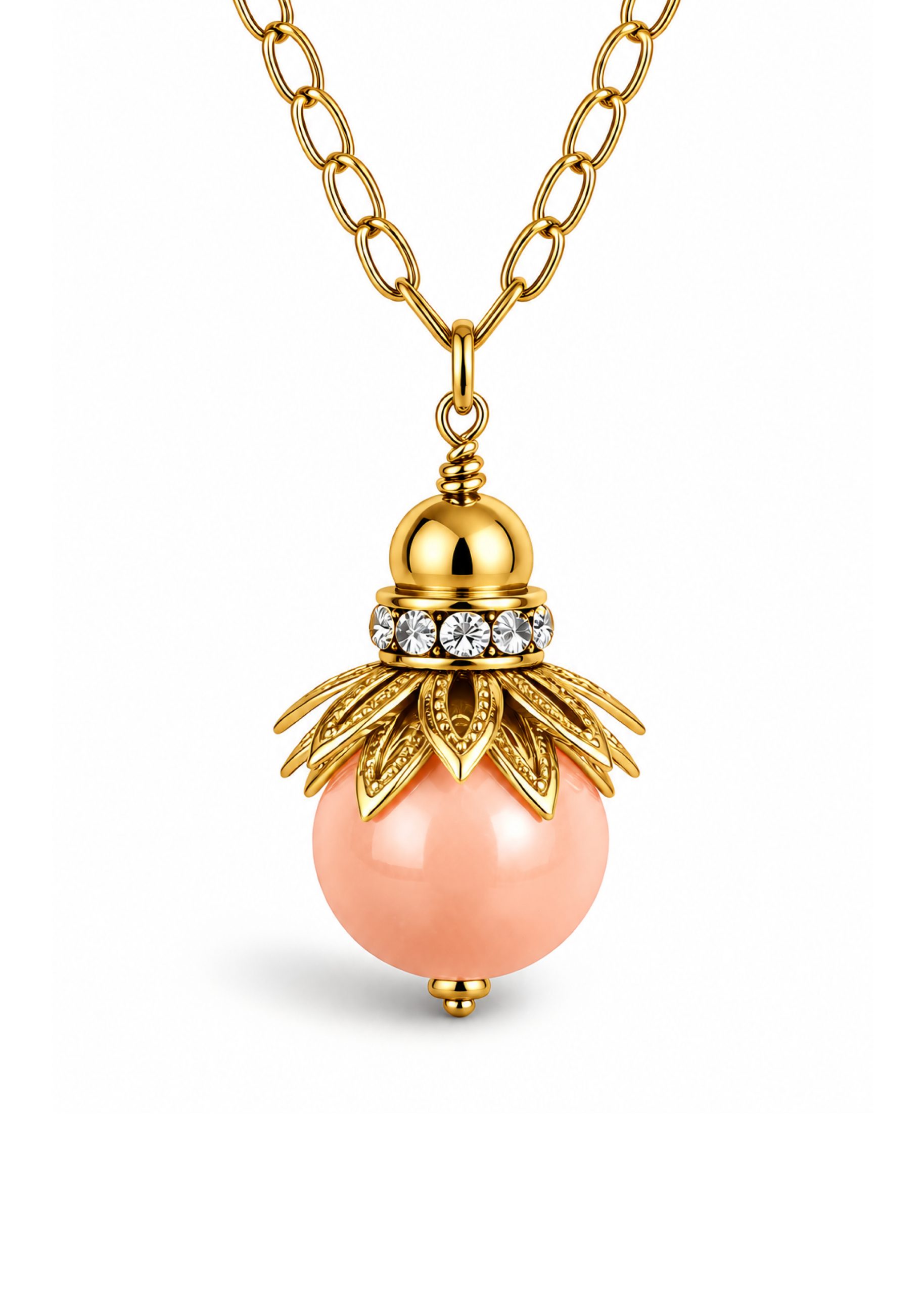 BANKSIA BLOSSOM NECKLACE Peach Pearl/Gold